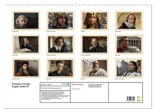 Produktbild: Portraits mit den Augen einer KI (Wandkalender 2026 DIN A2 quer), CALVENDO Monatskalender