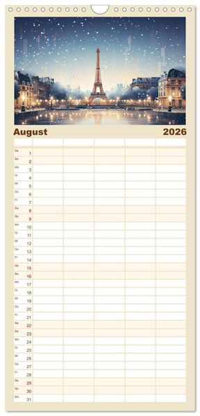 Produktbild: Familienplaner 2026 - Eiffelturm: Kreativ anders mit 5 Spalten (Wandkalender, 21 x 45 cm) CALVENDO
