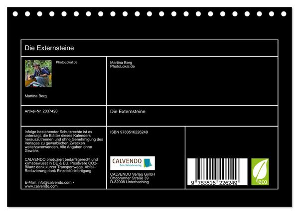 Produktbild: Die Externsteine (Tischkalender 2026 DIN A5 quer), CALVENDO Monatskalender