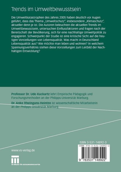 Produktbild: Trends im Umweltbewusstsein