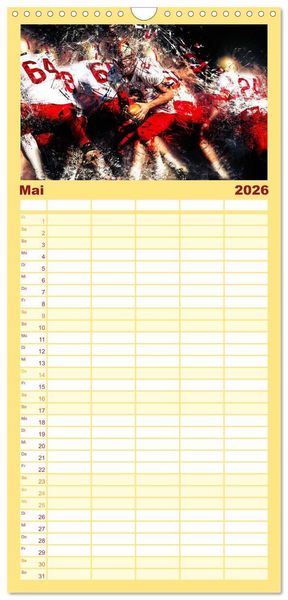 Produktbild: Familienplaner 2026 - American Football - so cool mit 5 Spalten (Wandkalender, 21 x 45 cm) CALVENDO