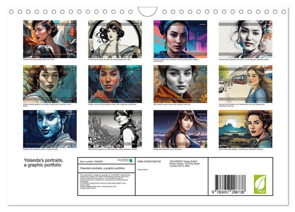 Produktbild: Yolanda's portraits, a graphic portfolio (Wall Calendar 2026 DIN A4 landscape), CALVENDO 12 Month Wall Calendar