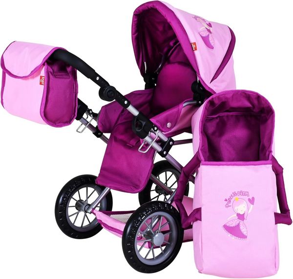 Produktbild: Knorrtoys 63137 - Kombi-Puppenwagen Ruby Princess Pink, mit Zubeh&ouml;r, umbaubar, Schieberh&ouml;he: 34-62cm