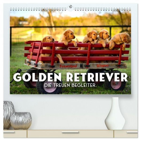 Produktbild: Golden Retriever - Die treuen Begleiter. (hochwertiger Premium Wandkalender 2026 DIN A2 quer), Kunstdruck in Hochglanz