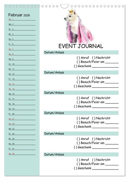 Produktbild: B-DAY PLANER - Aquarell Hunderassen - F&uuml;r Termine, Geschenke, Eventdetails & mehr (Wandkalender 2026 DIN A3 hoch), CALVENDO Monatskalender