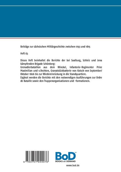 Produktbild: Die Berichte der s&auml;chsischen Truppen aus dem Feldzug 1806 (V)