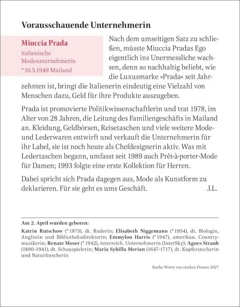 Produktbild: Starke Worte von starken Frauen Tagesabrei&szlig;kalender 2027