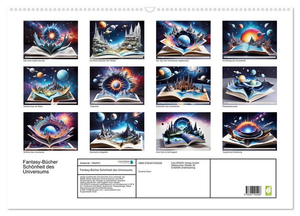 Produktbild: Fantasy-B&uuml;cher Sch&ouml;nheit des Universums (Wandkalender 2026 DIN A2 quer), CALVENDO Monatskalender