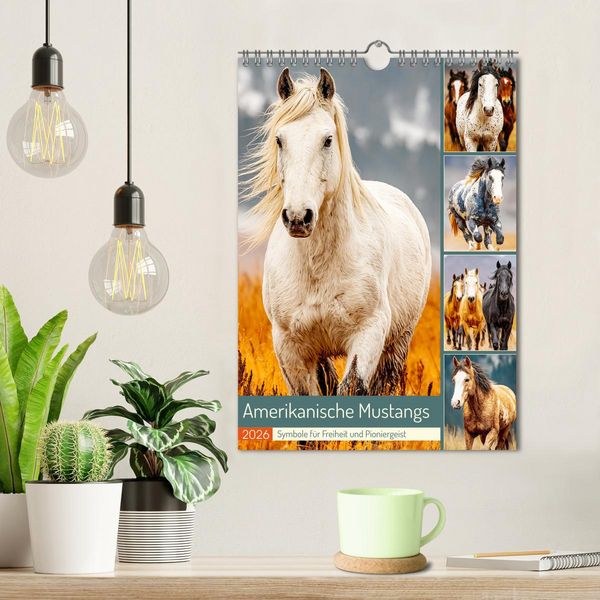Produktbild: Amerikanische Mustangs. Symbole f&uuml;r Freiheit und Pioniergeis (Wandkalender 2026 DIN A4 hoch), CALVENDO Monatskalender