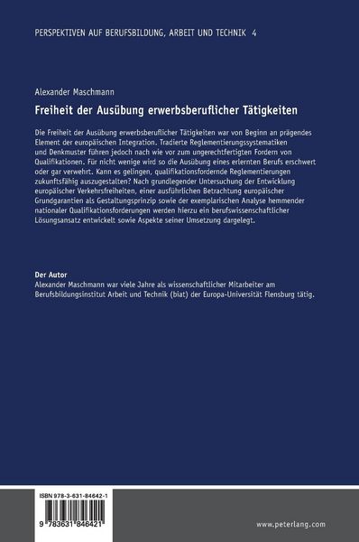 Produktbild: Freiheit der Aus&uuml;bung erwerbsberuflicher T&auml;tigkeiten