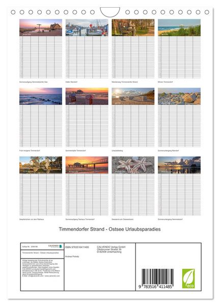Produktbild: Timmendorfer Strand - Ostsee Urlaubsparadies (Wandkalender 2026 DIN A4 hoch), CALVENDO Monatskalender
