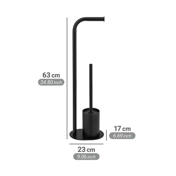 Produktbild: Stand WC-Garnitur Mod. Levante, schwarz, Stahl, 23x63x17 cm, rostfrei und freistehend