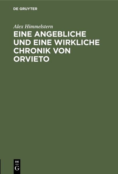 Produktbild: Eine angebliche und eine wirkliche Chronik von Orvieto