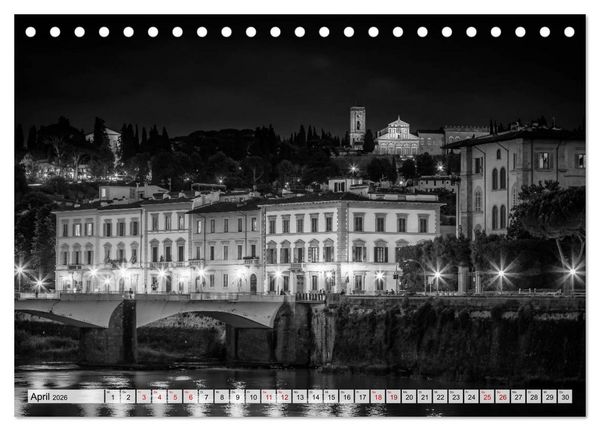 Produktbild: FLORENZ Monochrome Impressionen (Tischkalender 2026 DIN A5 quer), CALVENDO Monatskalender