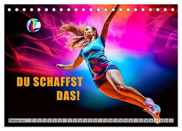 Produktbild: Volleyball und Motivation (Tischkalender 2026 DIN A5 quer), CALVENDO Monatskalender