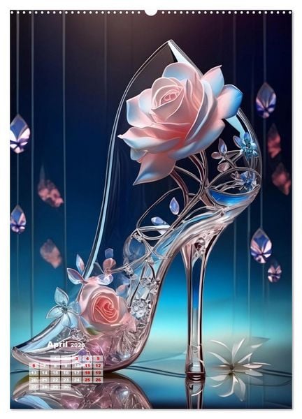 Produktbild: Gl&auml;serne Schuhe - M&auml;rchenhafte Pumps voller funkelnder Tr&auml;ume (hochwertiger Premium Wandkalender 2026 DIN A2 hoch), Kunstdruck in Hochglanz