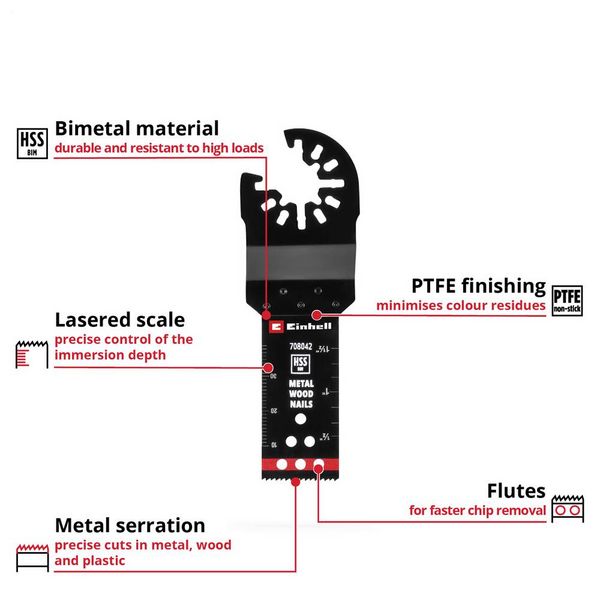 Produktbild: Einhell 708042 Tauchs&auml;geblatt BIM Met, 22mm Bimetall Multifunktionswerkzeug-Zubeh&ouml;r-Set 22 mm 1 St.