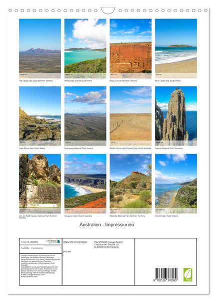 Produktbild: Australien - Impressionen (Wandkalender 2026 DIN A3 hoch), CALVENDO Monatskalender