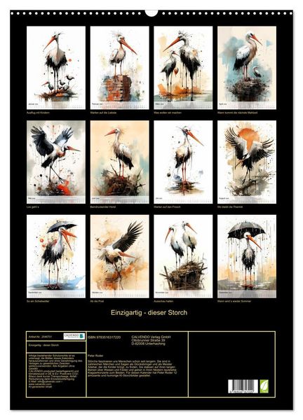 Produktbild: Einzigartig - dieser Storch (Wandkalender 2026 DIN A2 hoch), CALVENDO Monatskalender