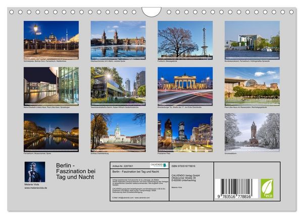 Produktbild: Berlin - Faszination bei Tag und Nacht (Wandkalender 2027 DIN A4 quer), CALVENDO Monatskalender