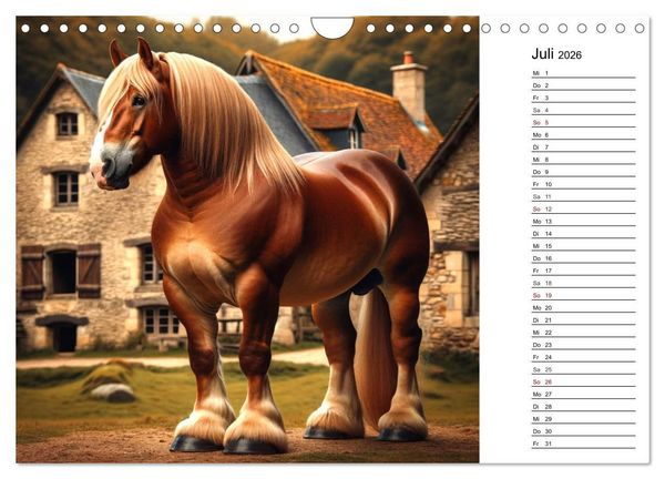Produktbild: Kaltbl&uuml;ter - Die majest&auml;tische Kraft und Sch&ouml;nheit der Kaltblutpferde (Wandkalender 2026 DIN A4 quer), CALVENDO Monatskalender