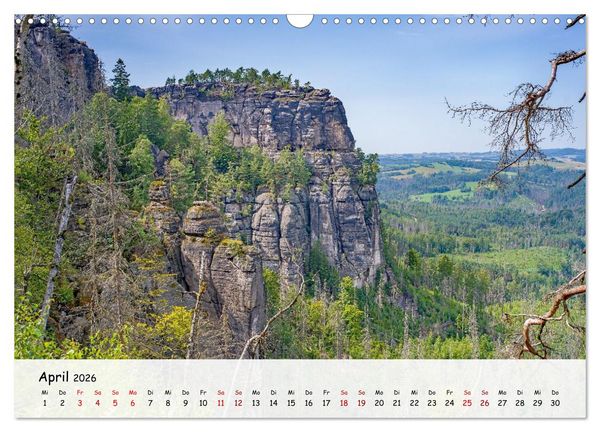 Produktbild: S&auml;chsische Schweiz - Beeindruckende Felsen und unber&uuml;hrte Natur (Wandkalender 2026 DIN A3 quer), CALVENDO Monatskalender