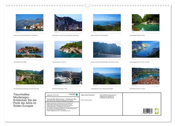 Produktbild: Traumhaftes Montenegro - Entdecken Sie die Perle der Adria im S&uuml;den Europas (Wandkalender 2026 DIN A2 quer), CALVENDO Monatskalender