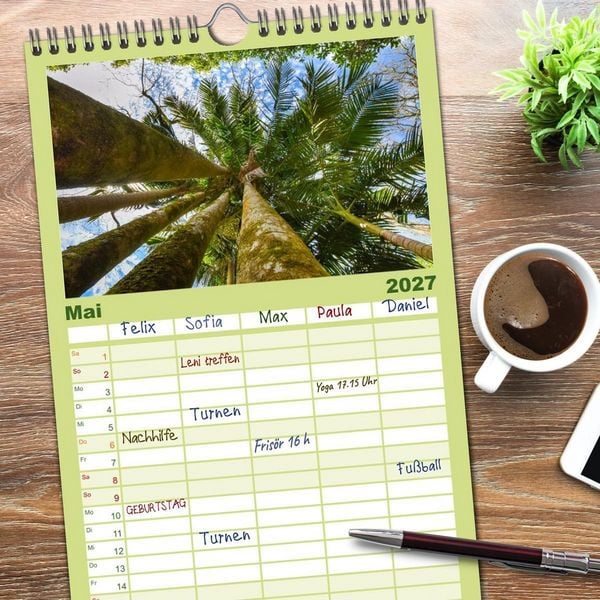 Produktbild: Familienplaner 2027 - Azoreninsel S&atilde;o Miguel mit 5 Spalten (Wandkalender, 21 x 45 cm) CALVENDO