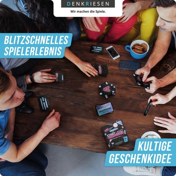 DENKRIESEN - STADT LAND VOLLPFOSTEN® - Das Kartenspiel - PARTY EDITION "Jetzt geht's rund."