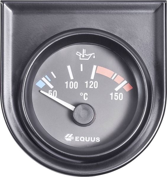 Equus 842109 Kfz Einbauinstrument Wasser-/Öltemperaturanzeige Messbereich 60 - 160 °C Standart Gelb, Rot, Grün 52 mm