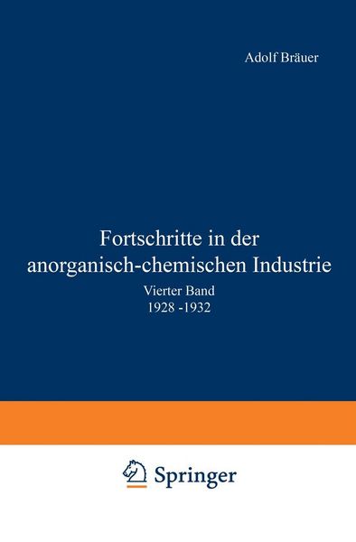 Produktbild: Fortschritte in der anorganisch-chemischen Industrie