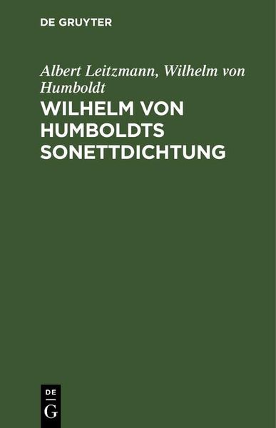 Produktbild: Wilhelm von Humboldts Sonettdichtung