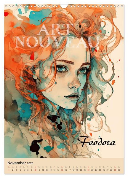 Produktbild: Art Nouveau - Galerie der Sch&ouml;nheiten (Wandkalender 2026 DIN A3 hoch), CALVENDO Monatskalender