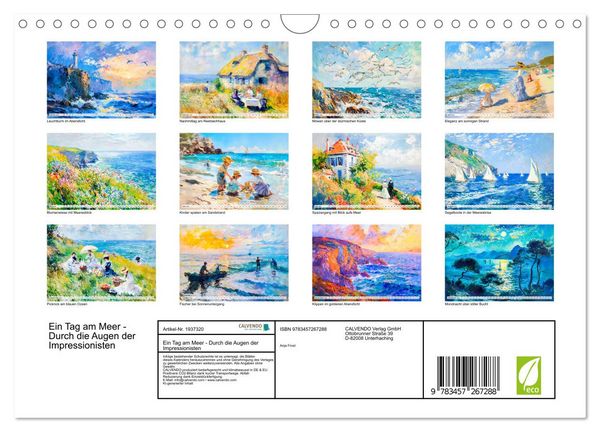 Produktbild: Ein Tag am Meer - Durch die Augen der Impressionisten (Wandkalender 2026 DIN A4 quer), CALVENDO Monatskalender