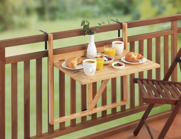 Produktbild: Bambus Balkon-Klapptisch Mod. Waikiki, zum Einh&auml;ngen an Balkongel&auml;nder