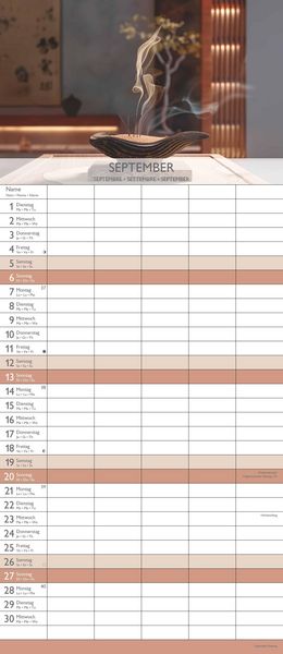 Produktbild: Familienplaner Zen 2026 - Familien-Timer 19,5x45 cm - 5 Spalten - Wand-Planer - viel Platz für Eintragungen - Familienkalender - Alpha Edition