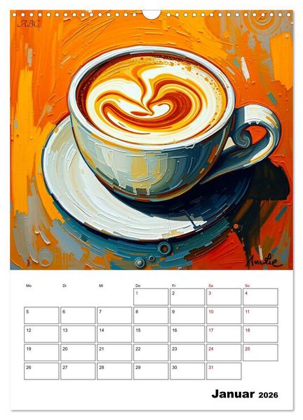 Produktbild: Kaffee trifft Kunst - Aromatische Pinselstriche (Wandkalender 2026 DIN A3 hoch), CALVENDO Monatskalender