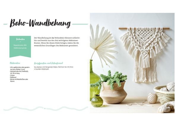 Produktbild: Makramee f&uuml;r Anf&auml;nger*innen. Die wichtigsten Knoten & Kn&uuml;pftechniken in 10 einfachen Projekten