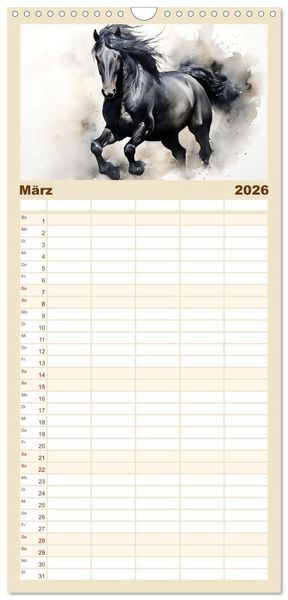 Produktbild: Familienplaner 2026 - Kraftpakete in Aquarell mit 5 Spalten (Wandkalender, 21 x 45 cm) CALVENDO