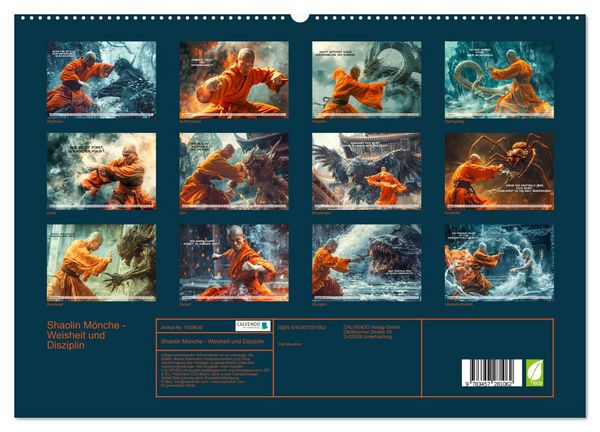 Produktbild: Shaolin M&ouml;nche - Weisheit und Disziplin (hochwertiger Premium Wandkalender 2026 DIN A2 quer), Kunstdruck in Hochglanz