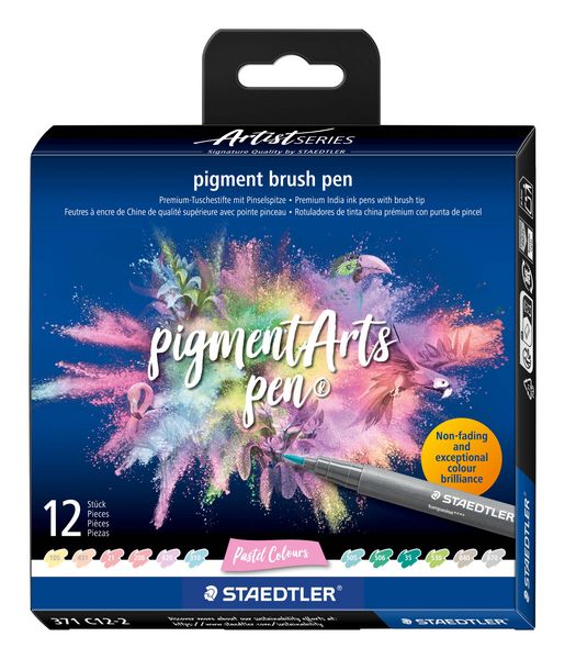 Produktbild: STAEDTLER Schreib- und Zeichbedarf pigment brush Fasermaler Pinselspitze, Pastel Colours, 12er Set