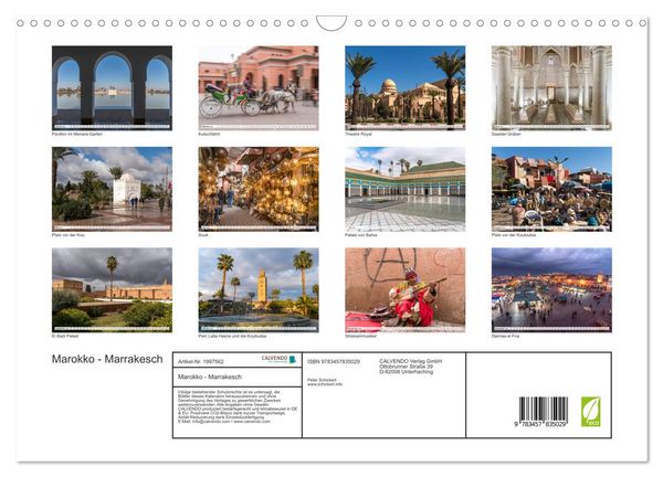 Produktbild: Marokko - Marrakesch (Wandkalender 2026 DIN A3 quer), CALVENDO Monatskalender