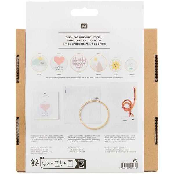 Produktbild: Stickpackung Geburtsbild Herz