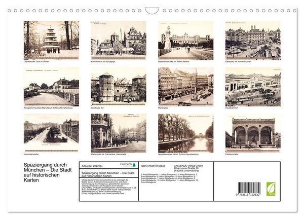 Produktbild: Spaziergang durch M&uuml;nchen &ndash; Die Stadt auf historischen Karten (Wandkalender 2026 DIN A3 quer), CALVENDO Monatskalender