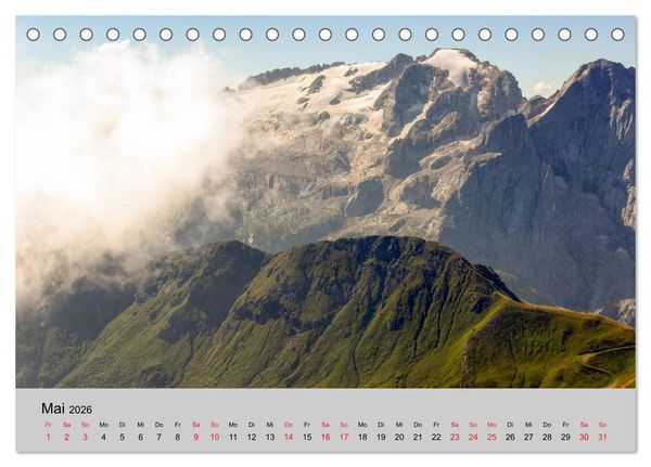 Produktbild: S&uuml;dtiroler Bergwelten - Die monti pallidi, Idylle die fast unwirklich erscheint (Tischkalender 2026 DIN A5 quer), CALVENDO Monatskalender