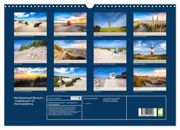 Produktbild: Nordseeinsel Borkum - Inselrausch im Hochseeklima (Wandkalender 2026 DIN A3 quer), CALVENDO Monatskalender