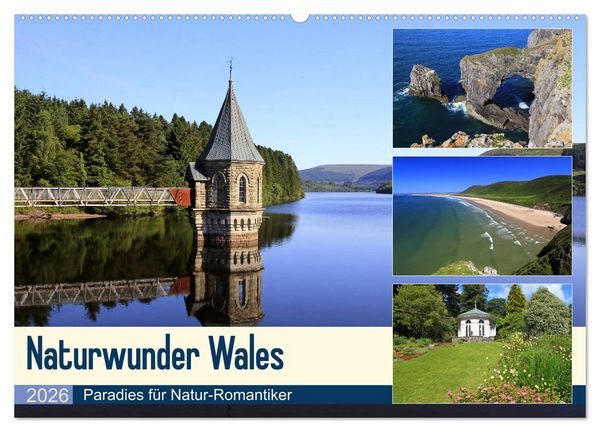 Naturwunder Wales (Wandkalender 2026 DIN A2 quer), CALVENDO Monatskalender