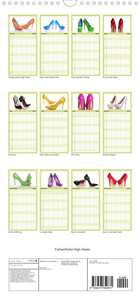 Produktbild: Familienplaner Farbenfrohe High Heels (Wandkalender 2022 , 21 cm x 45 cm, hoch)