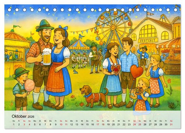 Produktbild: Bayrische Wimmelbilder - Wo Heimat lebendig wird (Tischkalender 2026 DIN A5 quer), CALVENDO Monatskalender