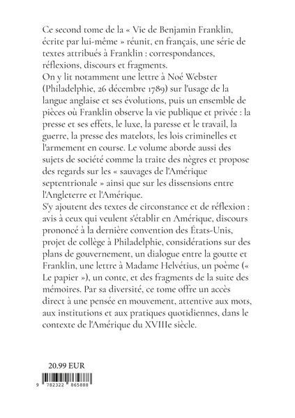 Produktbild: Vie de Benjamin Franklin